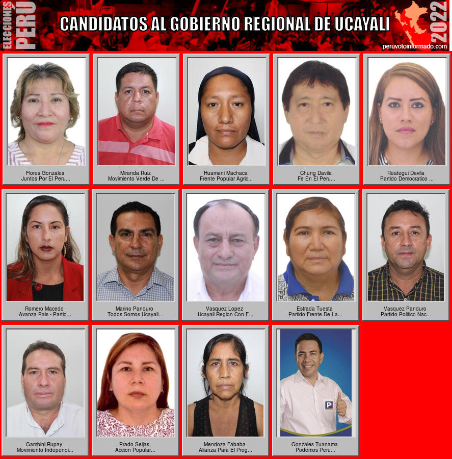 Candidatos a la region UCAYALI